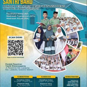 Pondok Pesantren Yasrib Watansoppeng Resmi Buka Pendaftaran Santri Baru 2026/2027